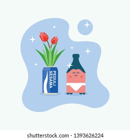 Recycled Plastic Waste Flat Illustration