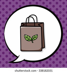 Recycled shopping bag doodle, speech bubble