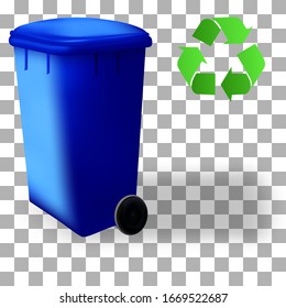 Recycled symbol and sorting container. Set of recycled colorful dustbin. Bin trash isolated container. Vector collection.