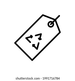 Ilustración de vectores de iconos de contorno de etiqueta reciclada
