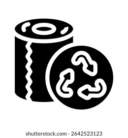 recycled toilet paper glyph icon vector. recycled toilet paper sign. isolated symbol illustration