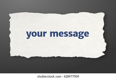 Recycled torn paper with space for your message on gray background, vector illustration