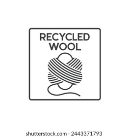 etiqueta de lana reciclada, icono de lana reciclada, arte vectorial.