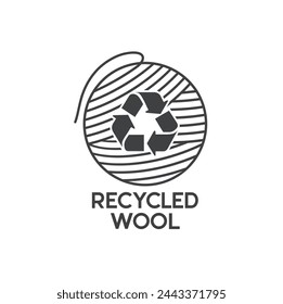 recycled wool label, recycled wool icon, vector art.