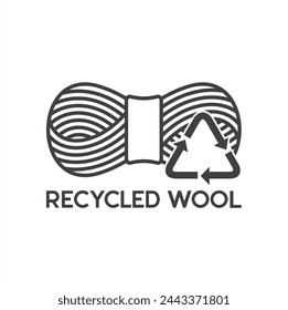 recycled wool label, recycled wool icon, vector art.