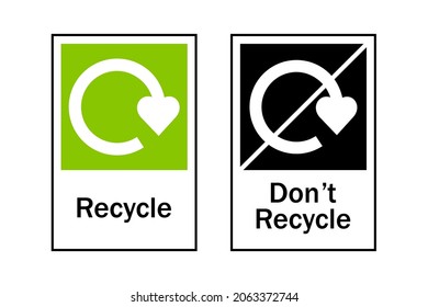 Recycle.Dont recycle.Recycling.Labelling.The on-pack recycling label.Recycle logo or symbol.Vector icons for packaging , recycling.ecology, eco friendly, environmental management symbols.