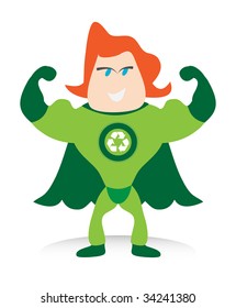The Recycle-man is a green environmentally friendly super hero.