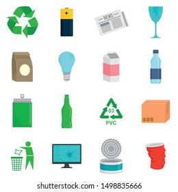 Recycles day icon set. Flat set of recycles day vector icons for web design