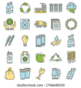 Recycles icon set. Outline set of recycles vector icons for web design isolated on white background