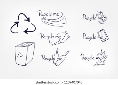 recycling abstract vector concept doodle line sketch illustration clip art