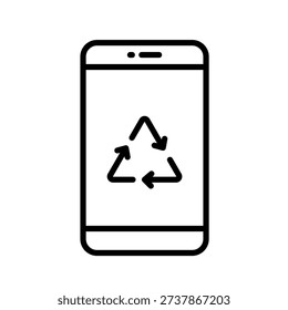 Recycling App Outline Icon Vector Illustration