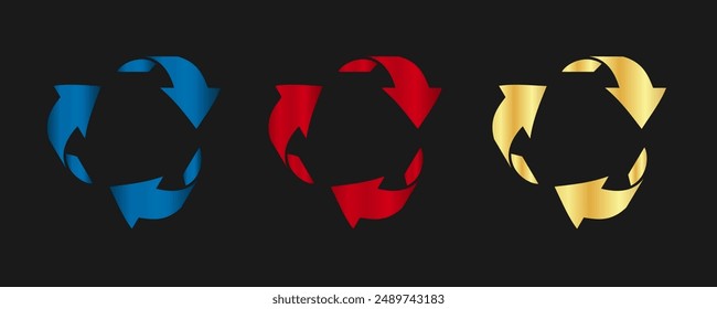 Recycling arrow circle. Gold Circle Clipart, Gold, blue and red arrows