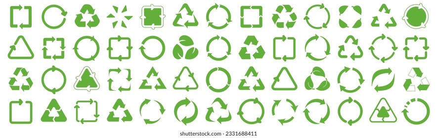 Recycling arrow collection. Set of biodegradable arrow. Green recycle arrow collection. Set of green recycling arrow symbol