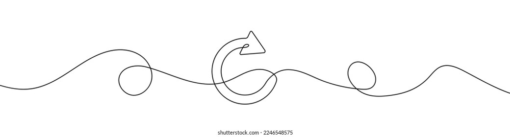 Flecha de reciclaje en estilo de dibujo de línea continua. Arte de línea de una flecha redonda. Ilustración vectorial. Antecedentes abstractos