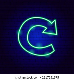Recycling Arrow Neon Sign. Vector Illustration of Nature Safe Symbol.