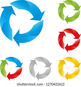 Recycling arrows in different colors collection