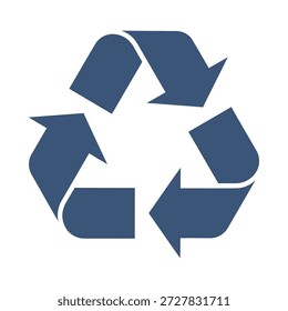 Icono de flechas de reciclaje diseño de Vector plano azul triángulo símbolo de bucle ecología reutilizar residuos verde signo de elemento gráfico