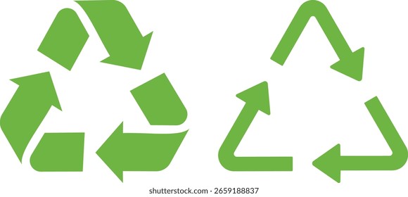 Icono de flechas de reciclaje en dos Formas. aislado sobre fondo blanco. Icono de reciclaje verde . Ilustración vectorial
