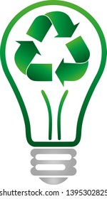 Recycling arrows and lamp logo