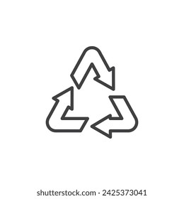 Recycling arrows line icon. linear style sign for mobile concept and web design. Recycling, reduction, reuse outline vector icon. Symbol, logo illustration. Vector graphics