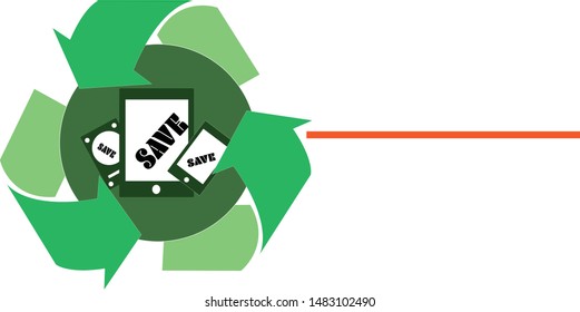 recycling arrows and mobile technology.