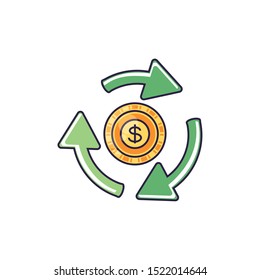 recycling arrows with money coin vector illustration design