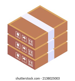 Recycling arrows on a parcel, isometric icon of parcel recycling

