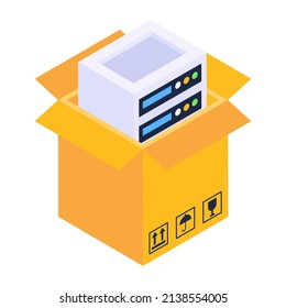 Recycling arrows on a parcel, isometric icon of parcel recycling

