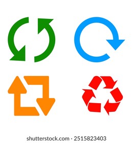Recycling arrows set on transparent background. Recycling icons.