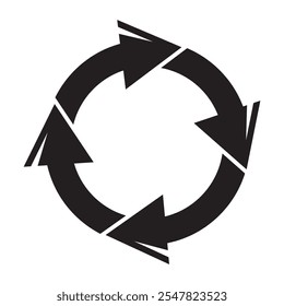 Recycling arrows symbol. Circular flow icon. Eco friendly shape. Black rotation design.