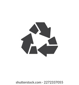 Recycling arrows vector icon. filled flat sign for mobile concept and web design. Recycle sign glyph icon. Symbol, logo illustration. Vector graphics