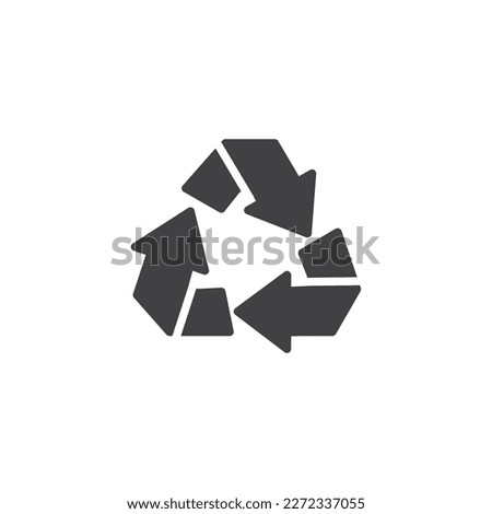 Recycling arrows vector icon. filled flat sign for mobile concept and web design. Recycle sign glyph icon. Symbol, logo illustration. Vector graphics