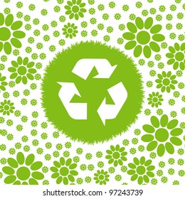 Recycling background with flowers vector