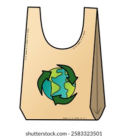 Recycling bag with the earth globe symbol to save the world. Zero waste eco-friendly product that are reusable and sustainable.