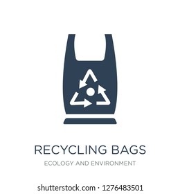 recycling bags icon vector on white background, recycling bags trendy filled icons from Ecology and environment collection, recycling bags vector illustration