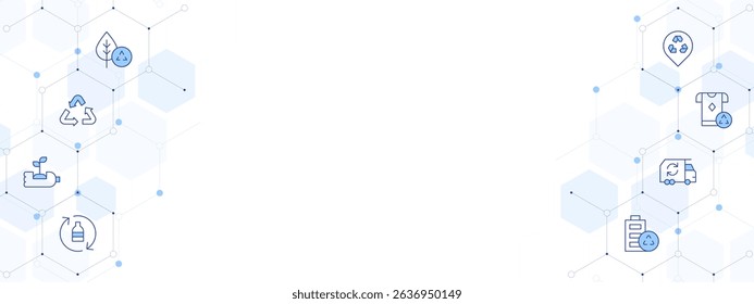 Recycling Banner Vector Illustration with Two-sided Icon Style. Line Duotone icon. Containing. recycling, recycle, garbage truck, placeholder.