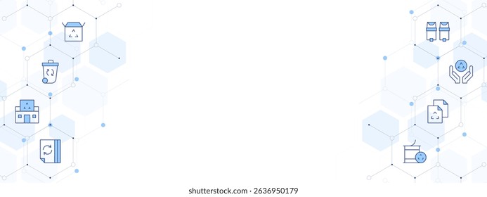 Recycling Banner Vector Illustration with Two-sided Icon Style. Line Duotone icon. Containing. recycled, recycling bin, recycling center, paper recycle, recycling, recyclable.