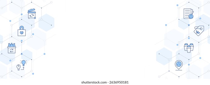 Recycling Banner Vector Illustration with Two-sided Icon Style. Line Duotone icon. Containing. recycle, shopping bag, plastic, recycling, placeholder, eco tag.