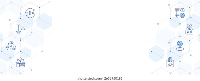Recycling Banner Vector Illustration with Two-sided Icon Style. Line Duotone icon. Containing. recycle, recycled, package, recycled bag, placeholder