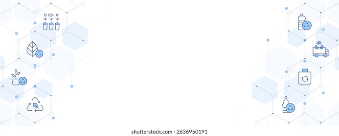 Recycling Banner Vector Illustration with Two-sided Icon Style. Line Duotone icon. Containing. recycle bin, recycling, eco, recycled bag, recycling truck