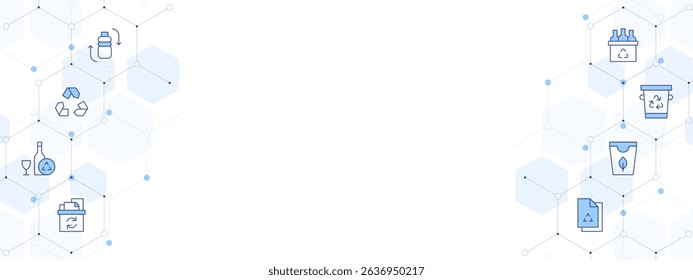 Recycling Banner Vector Illustration with Two-sided Icon Style. Line Duotone icon. Containing. plastic bottle, recycling, glass recycling, paper, recycling paper