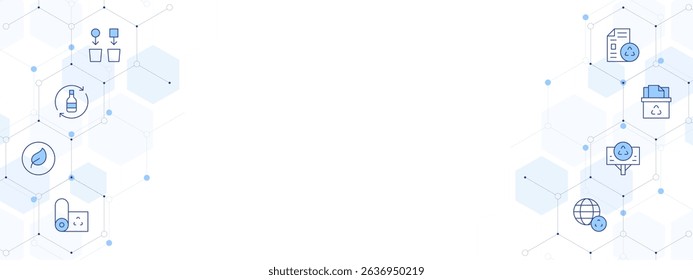 Recycling Banner Vector Illustration with Two-sided Icon Style. Line Duotone icon. Containing. recycle bin, recycle, eco, eco packaging, recycling.