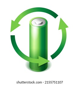 Recycling of battery icon in 3D realistic style design. Environmental protection. vector illustration