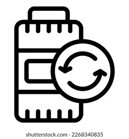 Reciclando el vector de contorno del icono de la batería. Fábrica de desechos. Reciclaje de paquetes