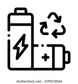 Recycling Battery Icon Vector. Outline Recycling Battery Sign. Isolated Contour Symbol Illustration