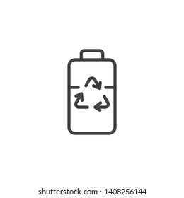 Recycling Battery line icon. linear style sign for mobile concept and web design. Battery with recycle arrows outline vector icon. Symbol, logo illustration. Vector graphics