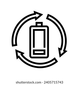 recycling battery line icon vector. recycling battery sign. isolated contour symbol black illustration