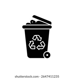 Lixeira com ícone de setas para lixo ecológico e descarte ecológico