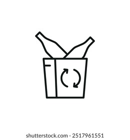 Recycling bin with bottles icon. Simple recycling bin with bottles icon for social media, app, and web design. Vector illustration