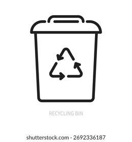 Papelera de reciclaje, icono de línea de contenedor, símbolo. Ecología, concepto de medio ambiente. Aislado en un fondo blanco. Trazo editable. Diseño plano. Ilustración vectorial.